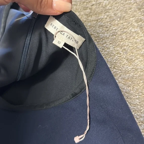 Rebecca Taylor Navy and Black Lace Sleeve Sheath Dress - Picture 7 of 7